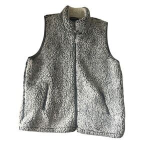 Women's Gray Sherpa Fleece Vest Size L Casual Warm